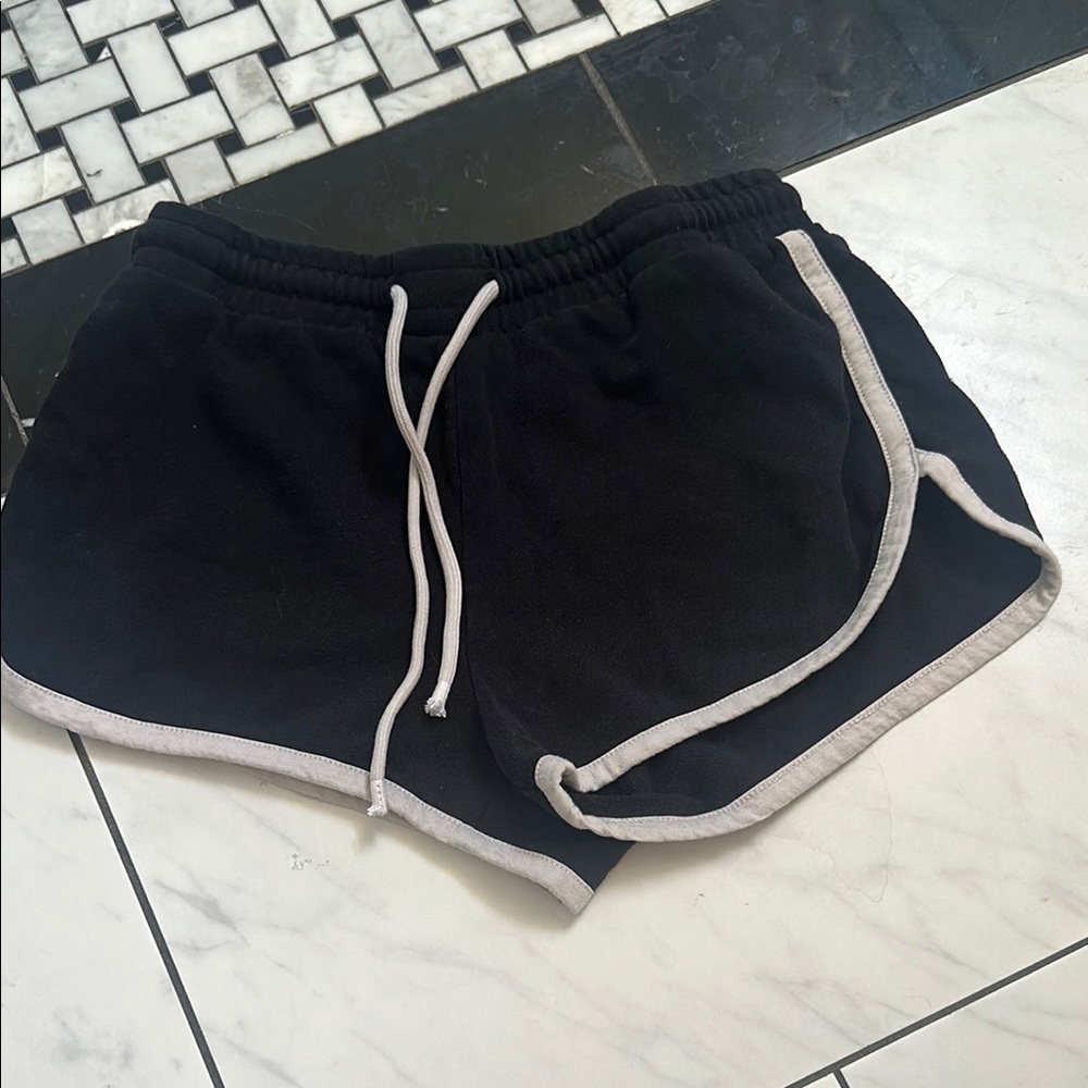 Forever 21 Black and White Athletic Shorts with Curved Hem